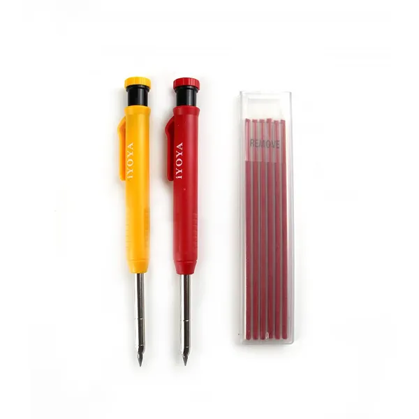 Long Nib Deep Hole Marker Pen and Black Refill Woodwork Mechanical Carpenter Woodworker Construction Pencil With Scale Markings photo-5