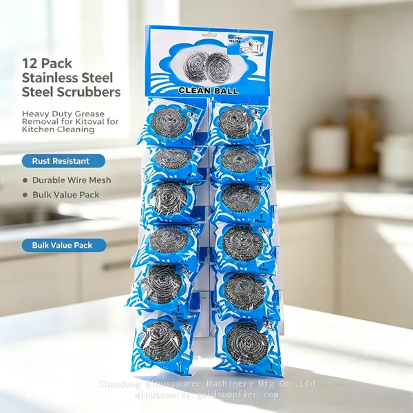 Space Saving Small Pack Steel Wool Balls Convenient Retail Shelf Display photo-2
