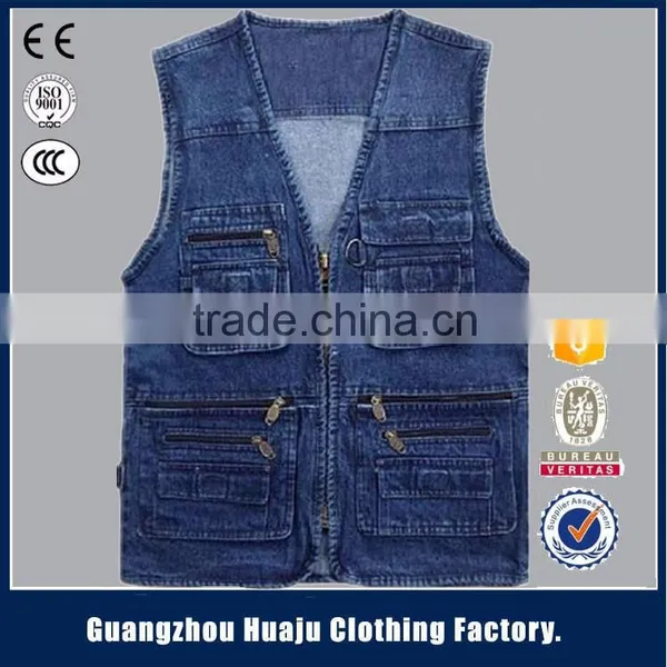Hot Sell High Quality Fashion Young Men Casual Waistcoats Denim Vest For Men photo-5