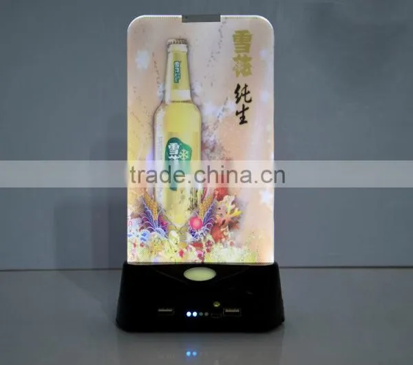 Edgelight Led Backlit Menu Decorative Lighting Wireless Charger Hotel Supplies