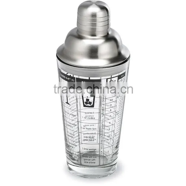750ML New Design Full Color Decorated Stainless Steel and Glass Cocktail BOSTON Shaker photo-2