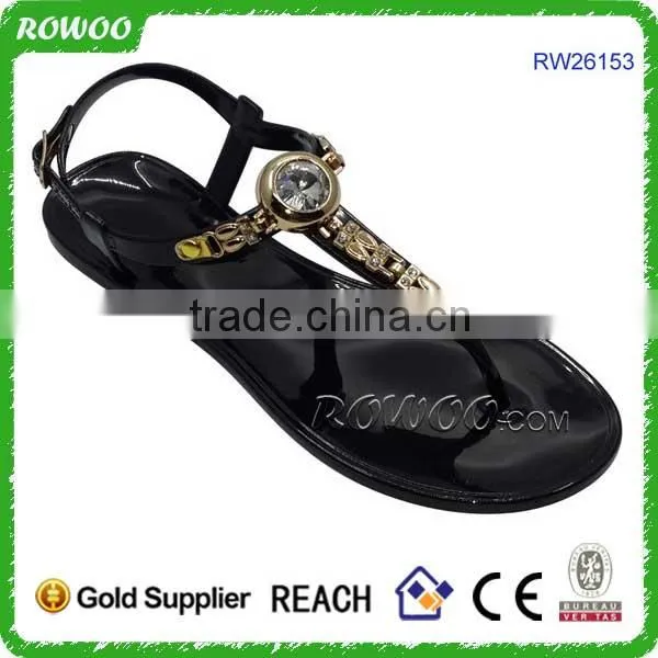 Summer 2016 Fashion Beige Crystal Women Flat Sandal Shoes photo-3