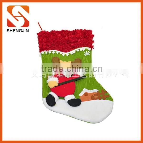 SJ-6929 New Arrival Ho Ho Ho Print 2016 Fleece Santa Christmas Stocking photo-5