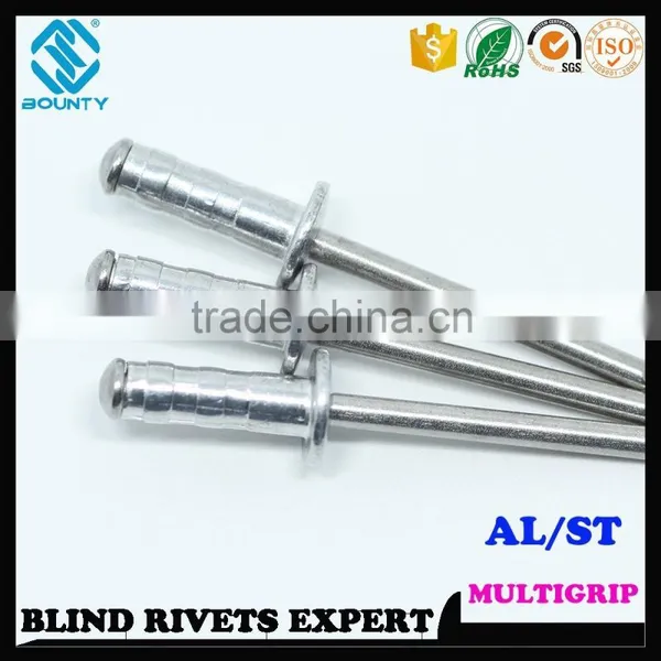 HIGH QUALITY FACTORY DOME HEAD ALU/ST MULTIGRIP POP RIVETS photo-2