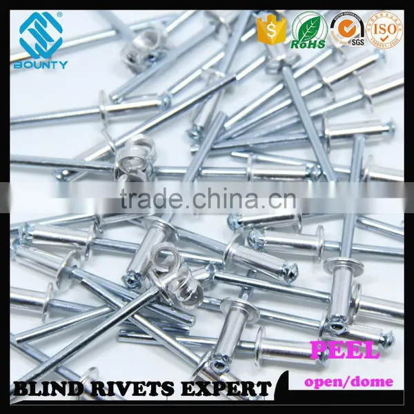 HIGH QUALITY OPEN END MANUFACTURER RECESSED CROWN AL/ST POP PEEL TYPE RIVETS photo-5