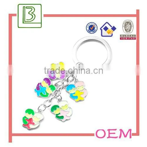 Custom Metal Alloy Silver Tone Enamel Cartoon Figure Keychain photo-3