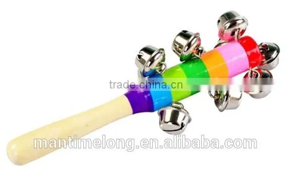 Baby Rainbow Toy Kid Pram Crib Handle Wooden Activity Bell Stick Shaker Rattle photo-4
