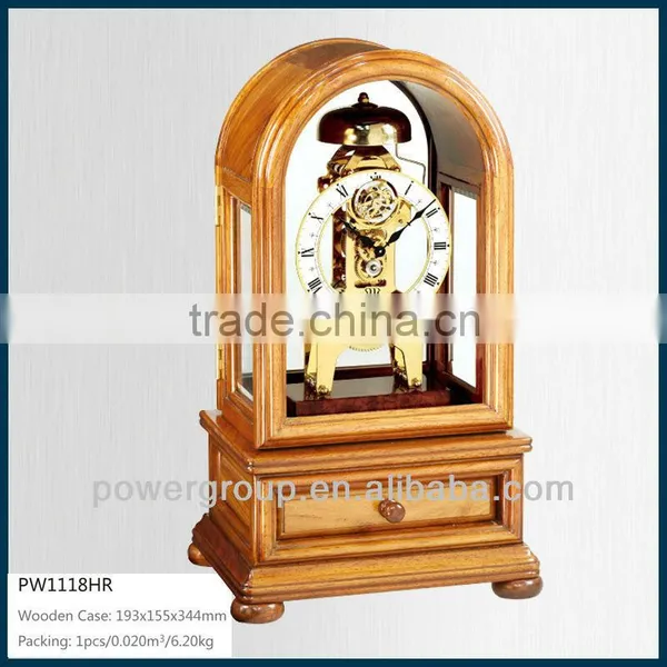 Drawer Desk Clock for House Decoration Wooden Case High Quality PW1118D