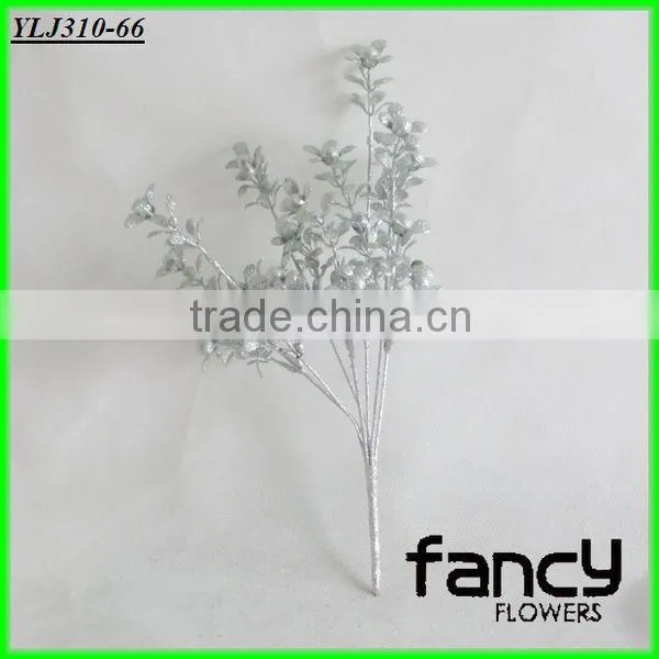 Christmas Decorative 2013,7 Heads Glitter Plastic Plant , Christmas Decoration Items