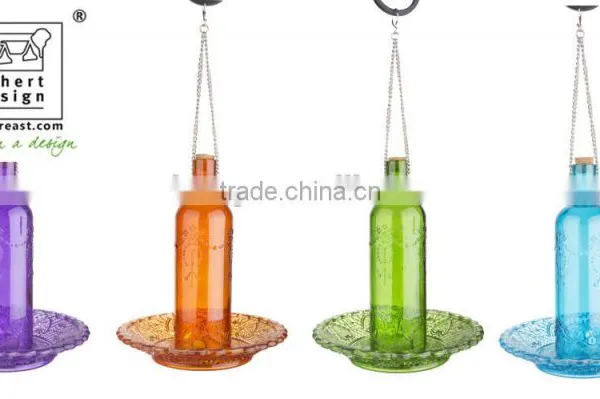 Coloured Glass Birdseed Feeding Bottle photo-2