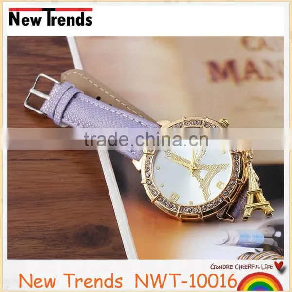 2015 Classical Eiffel Tower Pendant Colorful Leather Wrist Watch photo-2