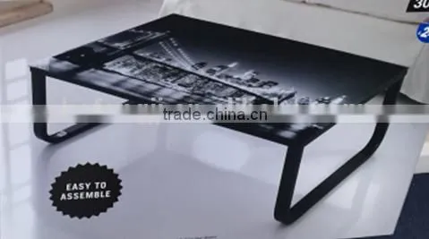 2015 Hot Sale Tempered Glass Black Leg Coffee Table