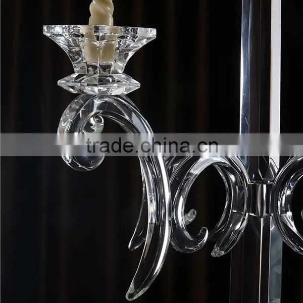 Cheap 5 Arms Long Stem Wedding Decorative Crystal Candelabra photo-5