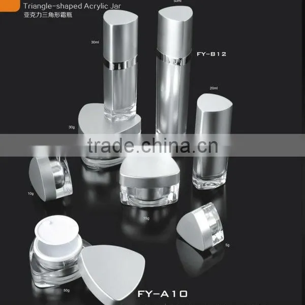 Triangular Empty Acrylic Cream Jar and Lotion Pump Bottle for Cosmetic Packaging photo-2