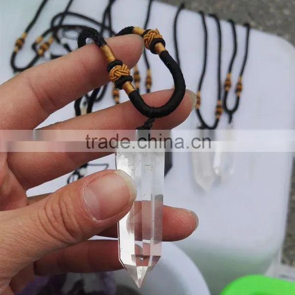 Natural Rock Clear Crystal Obsidian Amethyst Smoky Quartz Gemstone Point Crystal Pendant photo-5