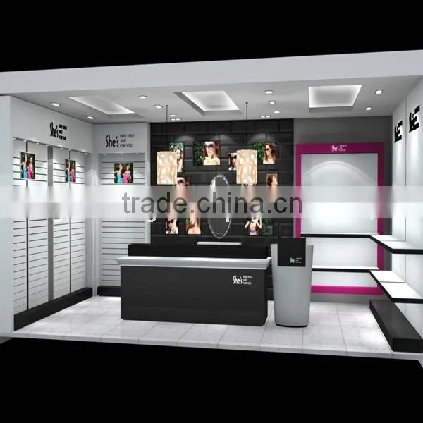 Fashion Optical Store Design With Eyeglass Display Rack Stand and Glass Cabinet