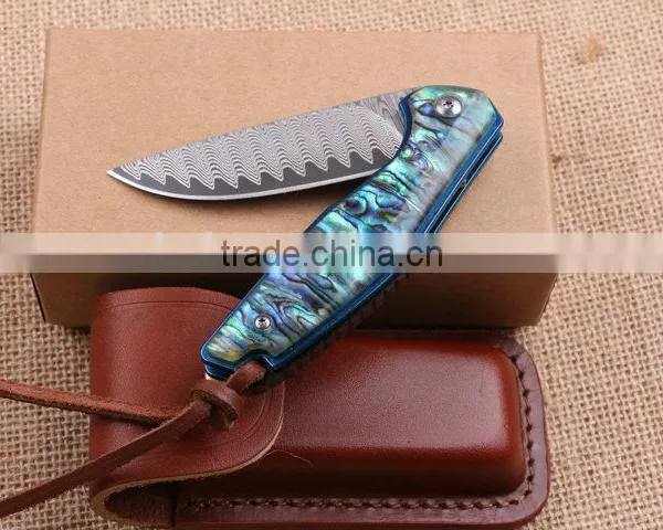 OEM Damascus Pocket Knife Application and Abalone Handle Knife photo-6