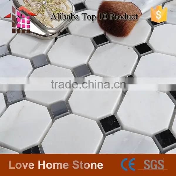 Crarara White and Black Floor Tile, Wall Tiles,polished Octagon Marble