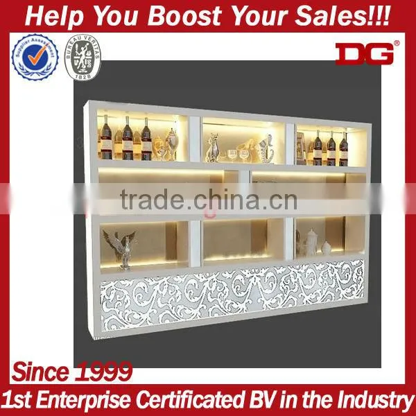 Elegant European Pattern Supermarket Display Stand Liquor Store Shelving