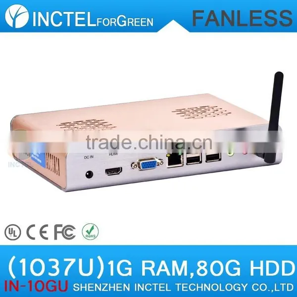 Mini pc With Intel Celeron 1037U Fanless Mini PC Alluminum Directx11 1G RAM 80G HDD Mini PC 12v photo-2