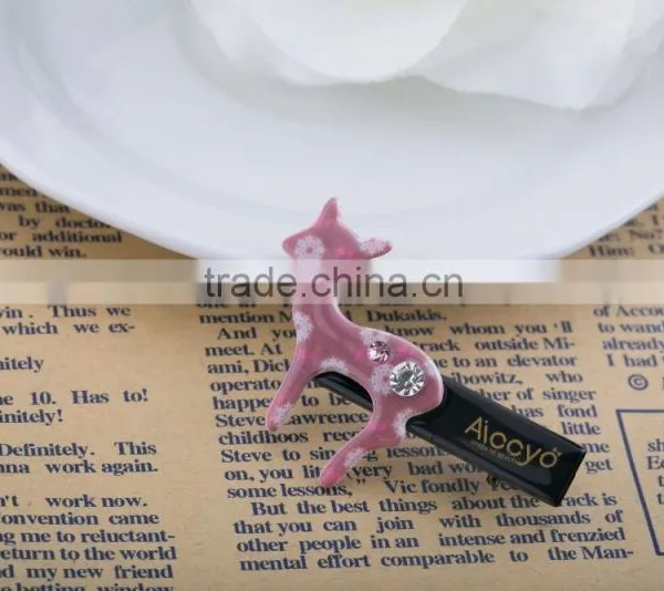 Colored Sika Deer Decoration Hair Slide Handmade Metal Clip Kids Rhinestone Plain Hair Clip photo-5