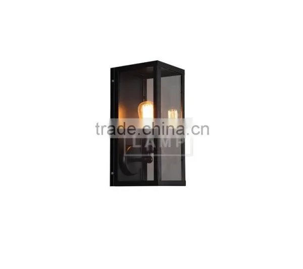 Industrial Metallic and Glass Lamp Shade Wall Sconce Box Wall Lamp photo-4