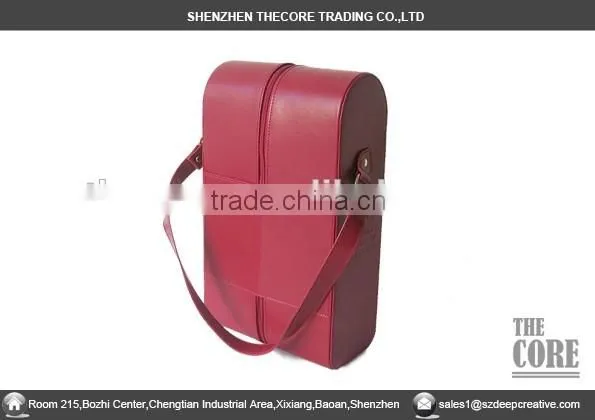 PU Leather Red Color 2 Bottles Wine Carrier, Two Bottles PU Wine Box, pu Wine Carrier photo-2