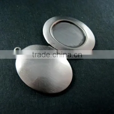 13x18mm Oval Bezel Tray Setting Vintage Antiqued Brass Silver Photo Locket Pendant Charm DIY Supplies 1123012 photo-3