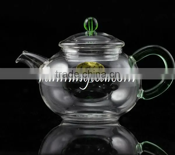 250ml Egg Shape Borosilicate Glass Tea Pot/teapot With Jade Handle, Stainless Steel Insert Spout photo-2