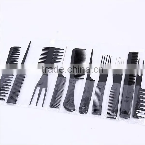 10pcs Professional Salon Hair Styling Hairdressing Black Plastic BarbersBrush Combs Set Hair Comb Set,Good for Barber