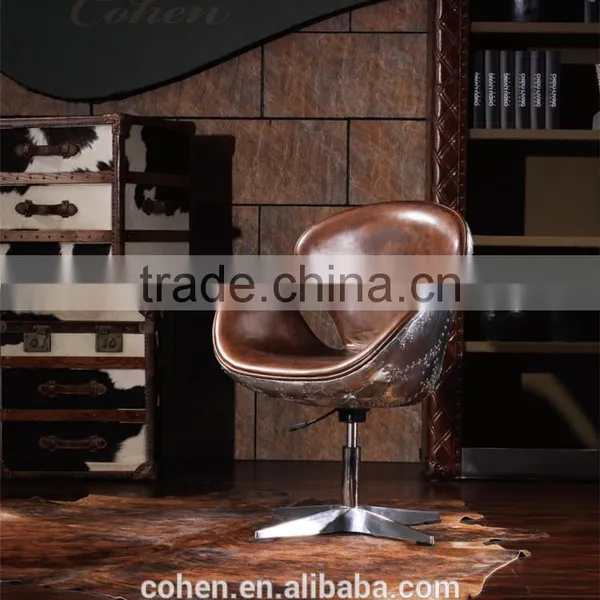 Fashionable Genuine Leather Egg Chair With Aluminium Back Coating Swivel Bar Chair/leisure Chair/office Chair photo-4