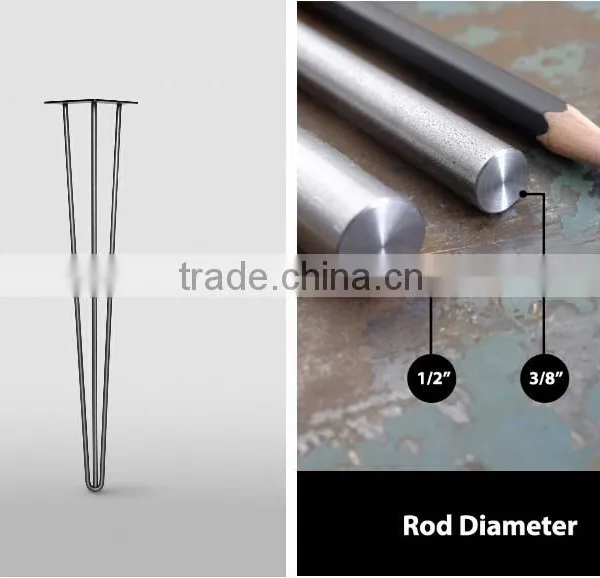 Chrome Plated Steel Leg 28 Inch 3 Rod Outdoor Hairpin Table Leg photo-4