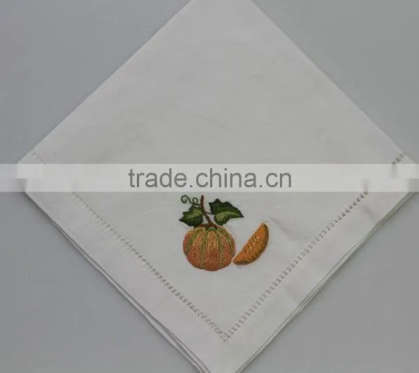 Luxurious 100% Cotton Embroidered Table Napkins With Hemstitch, Set of 6, Various Designs photo-3