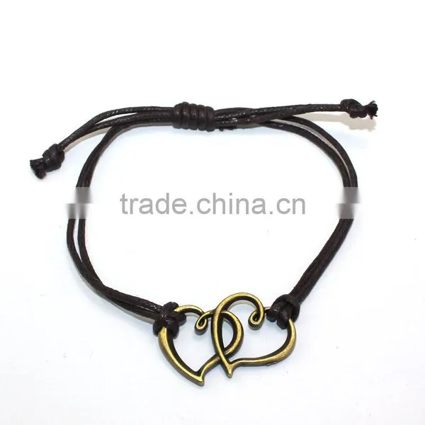Vintage Love Letter Heart Evil Eye Rudder Charms Bracelet Adjustable Customized Charm Wax Cord Bracelet photo-6