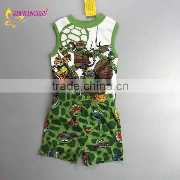Popular Sleeveless Cartoon Pattern Baby Boys Sets,Summer Boys Cute Cartoon Sets