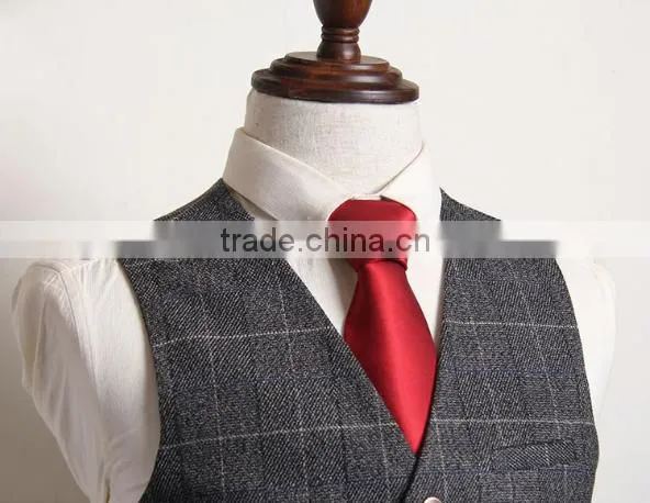 2017 Fashion Latest Design China Factory Boy Formal Customised Plaid Waistcoat photo-3
