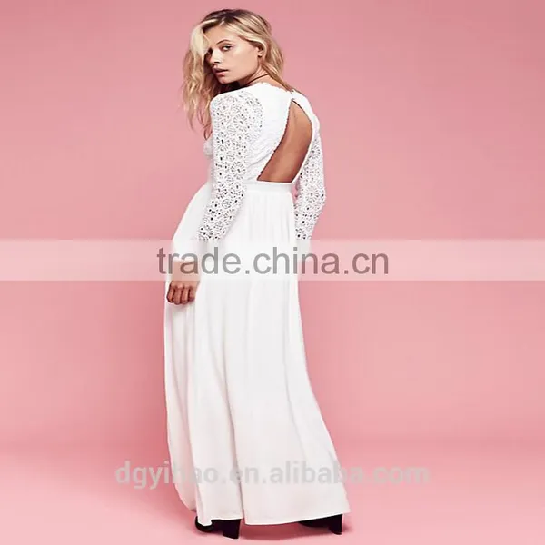 2016 Garment Factory New Arrived High Fashion Design Long Sleeve Lace Dress Woman Designer Evening Dress photo-4
