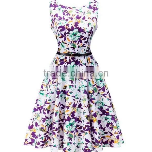 Walson 2017 Europe Style Floral Printed Chiffon Ladies Summer Dresses photo-4