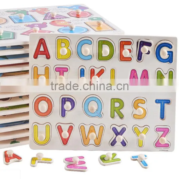2017 toys puzzle Wooden toy letters puzzle wooden alphabet learning toy