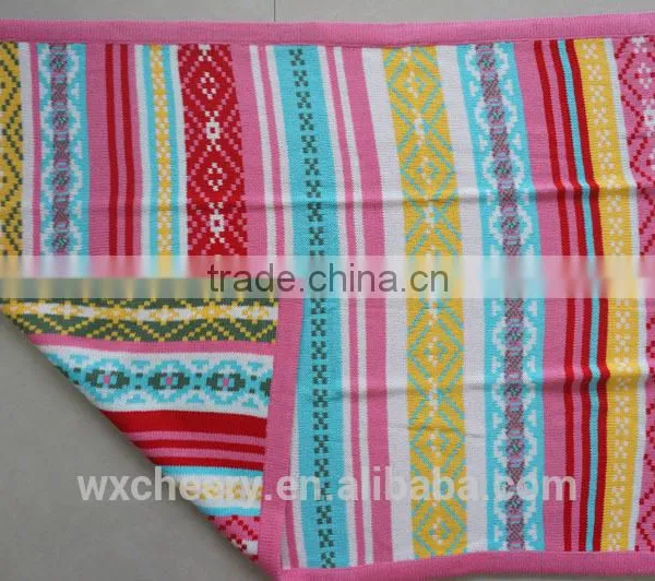 Super Soft Cotton/polyester Acrylic Knitted Baby Blanket