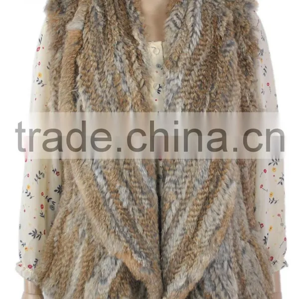 YR078 New Arrival Top Quality Chic Women Apparel Genuine Rabbit Knitted Sleeveless Vest photo-4