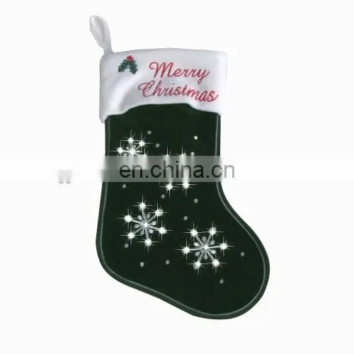 Decorative Black Felt Christmas Stocking With LED photo-3