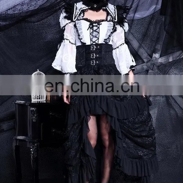 Gothic High Waist Corsage High-low Skirt photo-4