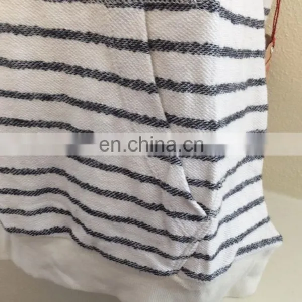 Womens Printed Stripe Sleeveless Funnel Neck Hoodie Top Shirt Natural Navy photo-5