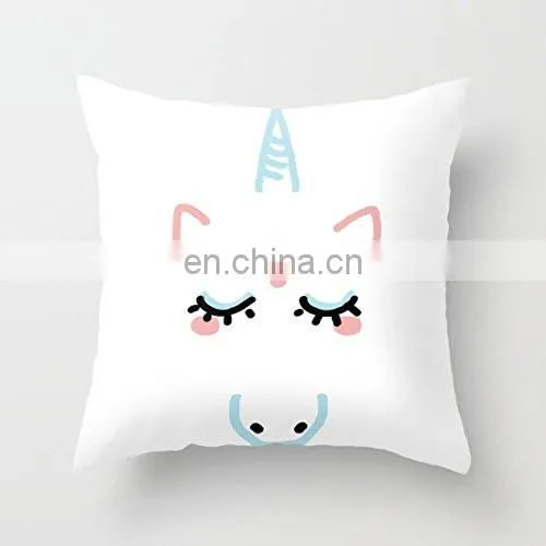 18 X 18 Inches Animal Pillow Case Cover Home Decor Square Linen Printed Waist Throw Unicorn Design Cushion Cover Wholesale photo-5