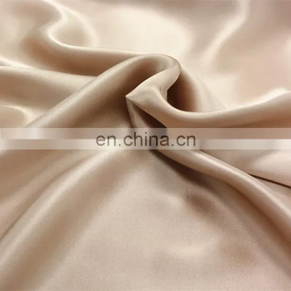 High Quality Champagne Golden 100% Duchess Satin Silk Fabric/silk Charmeuse Fabric in Solid Color
