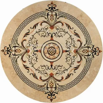 Manufacture Custom Made Hotel Lobby Flooring Design Natural Marble Waterjet Medallion Tiles photo-4