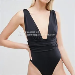 New Style Nylon Bathing Suit Pure Color Sexy Ladies' Swimsuit Solid One Piece Swimwear