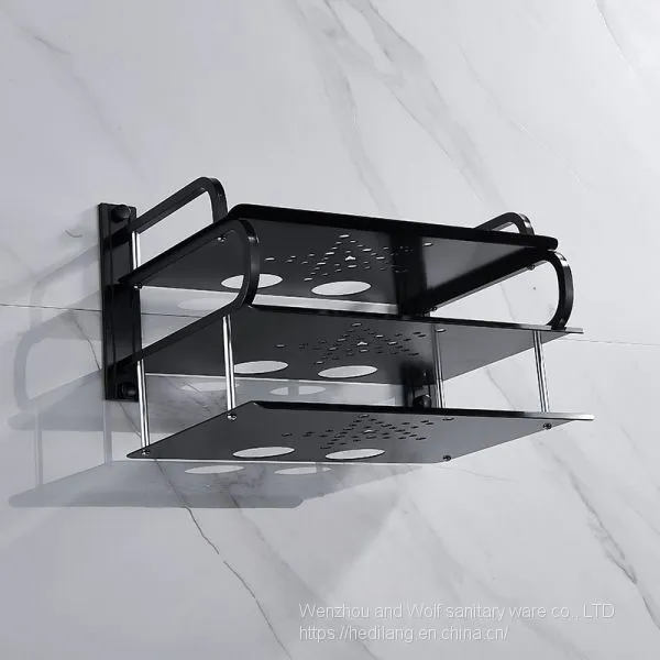 Black Small Three-layer Video Set Top Box Shelf Router Storage Bracket Wall Mounted photo-5