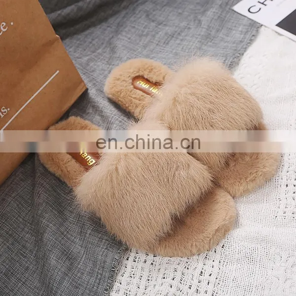Outdoor Soft Non-slip Fur Slides Sheepskin Furry Wholesale Fashion Comfortable Indoor Winter Slippers For Women Shoes photo-5